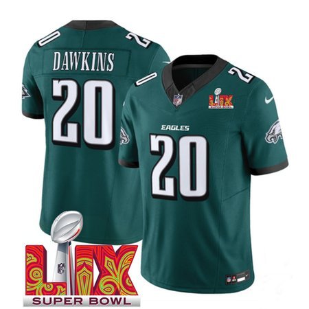 Men's Philadelphia Eagles #20 Brian Dawkins Green 2025 Super Bowl LIX Patch New F.U.S.E. Vapor Limited Stitched Football Jersey Men's Philadelphia Eagles #20 Brian Dawkins Green 2025 Super Bowl LIX Patch New F.U.S.E. Vapor Limited Stitched Football Jersey